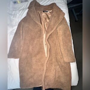 Missguided Tan Teddy Coat